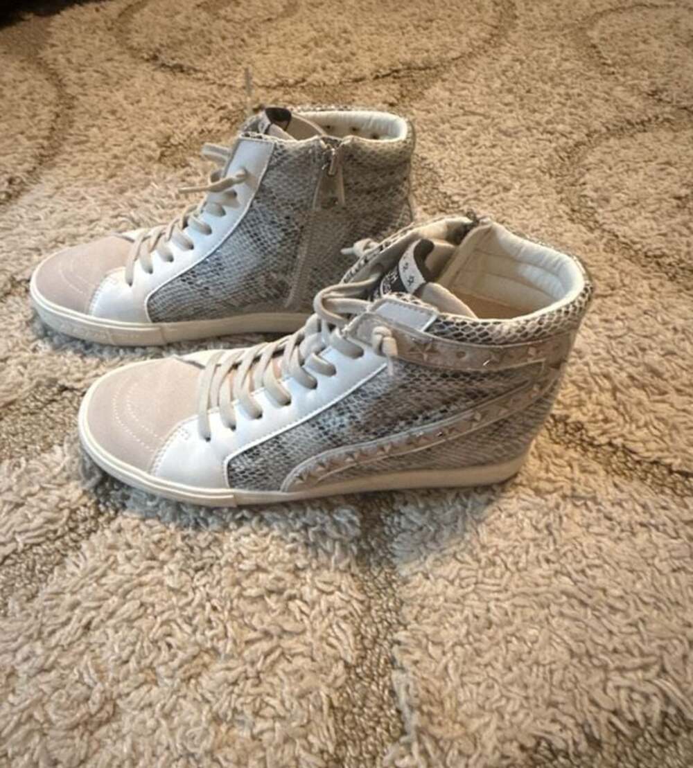 Vintage Havana Dayna High Top Sneakers in Snake/White with Studded Star Detail